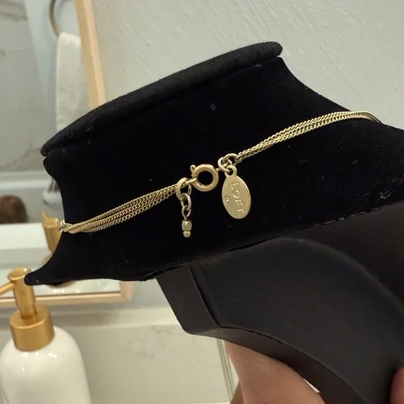 LOFT gold pastel beaded multi strand long necklace - Picture 3 of 4